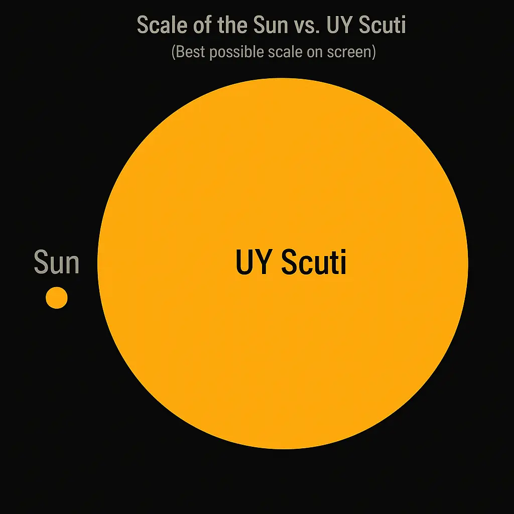 Scale comparison between the Sun and the massive star UY Scuti