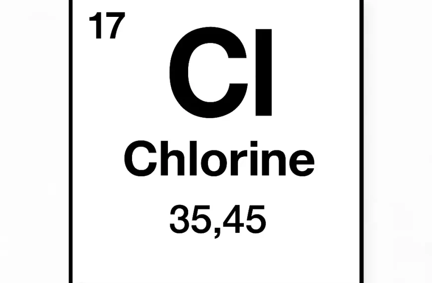 Chlorine element in the periodic table with atomic number 17 and atomic mass 35.45
