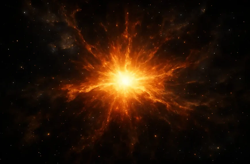 Bright cosmic explosion representing the Big Bang origin of the universe