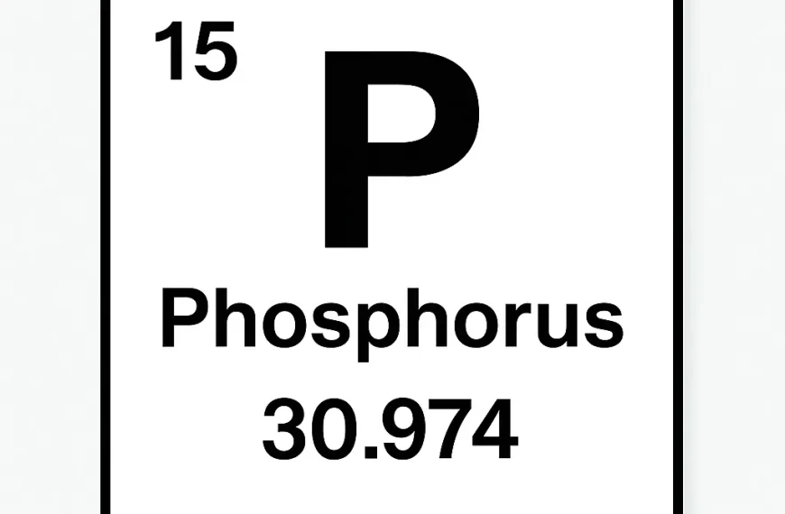 Phosphorus element in the periodic table with atomic number 15 and atomic mass 30.974