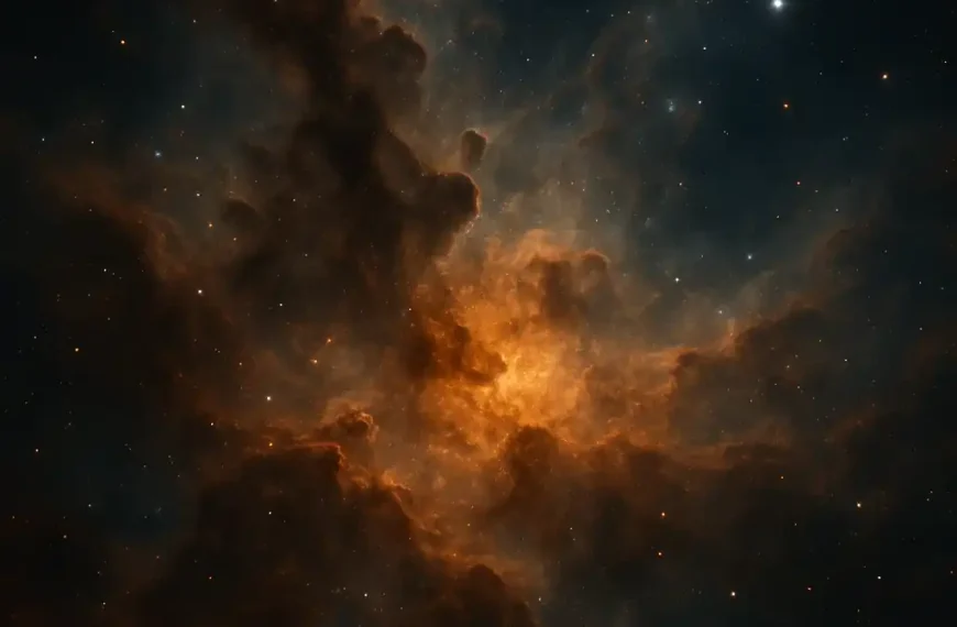 Dense star-forming nebula with bright and dark gas clouds