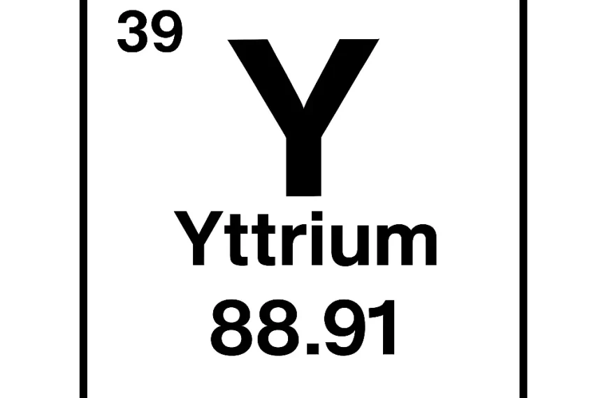 Yttrium element symbol with atomic number and weight